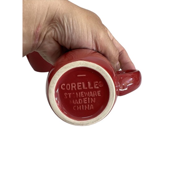 CORELLE COORDINATES BURGUNDY SET OF 4 STONEWARE MUGS - Picture 9 of 9